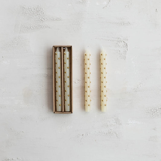 Unscented Taper Candles with 3D Dots in Box, Set of 2