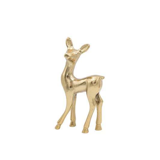 Cast Aluminum Deer, Gold Finish