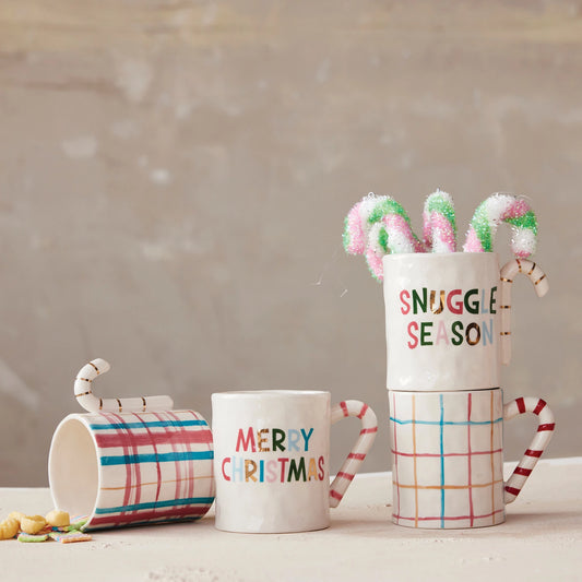 Stoneware Mug with Candy Cane Handle