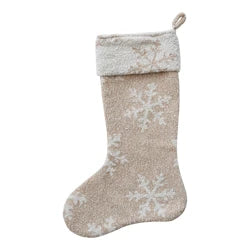 20"H Cotton Blend Jacquard Stocking w/ Snowflake Pattern