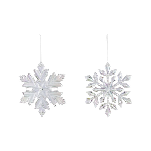 6"H Plastic Snowflake Ornament, Iridescent Finish