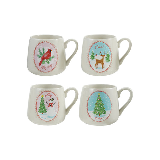 14 oz. Stoneware Mug with Holiday Image & Word